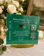 Honeymoon Fund QR Code Sign | Boarding Pass Wedding Acrylic Payment Table Sign