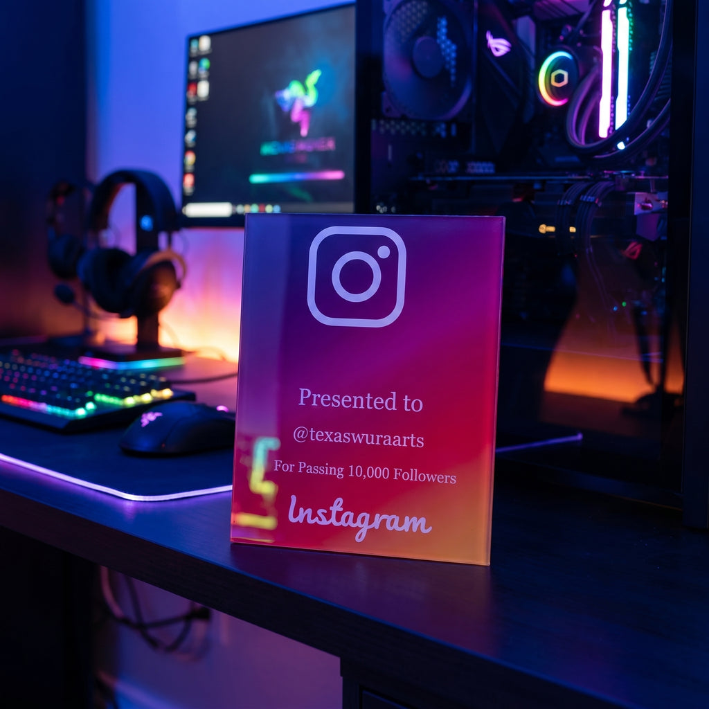Social Media Milestone Award Plaque | Custom Follower Subscriber Achievement Sign - Instagram