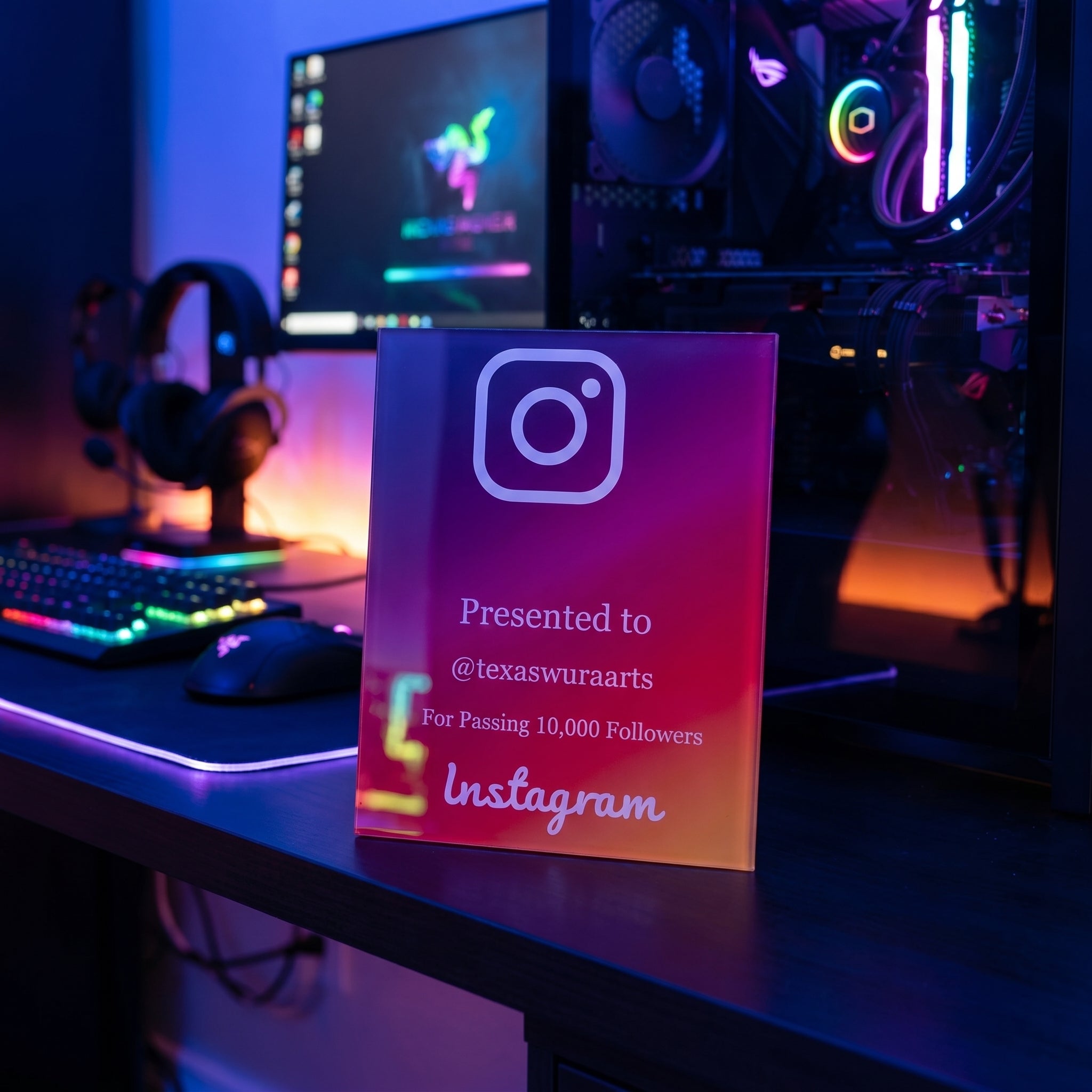Social Media Milestone Award Plaque | Custom Follower Subscriber Achievement Sign - Instagram