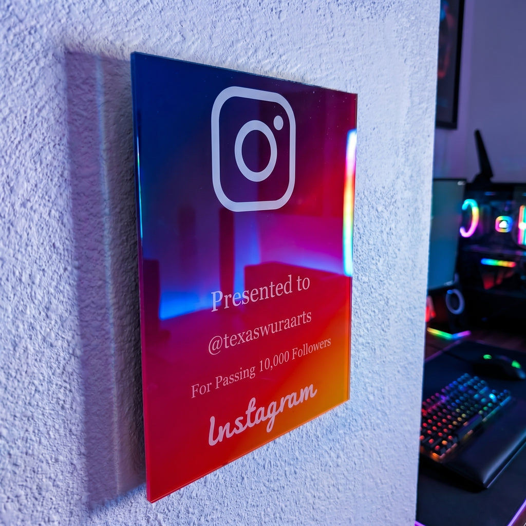 Social Media Milestone Award Plaque | Custom Follower Subscriber Achievement Sign - Instagram