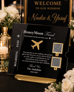 Honeymoon Fund QR Code Sign | Boarding Pass Wedding Acrylic Payment Table Sign